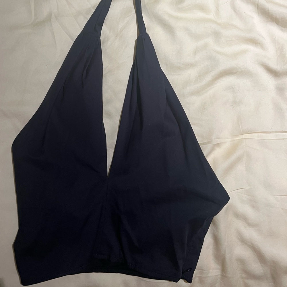 STAUD Black Cropped Halter Top